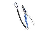 Aluminum Fishing Pliers Braid Cutters Split Ring Pliers Hook Remover Fish Holder with Sheath and Lanyard blue