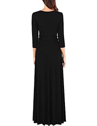 Comila Vestido largo de manga 3 4 para mujer Vestido largo liso suelto Vestido largo casual con cinturón