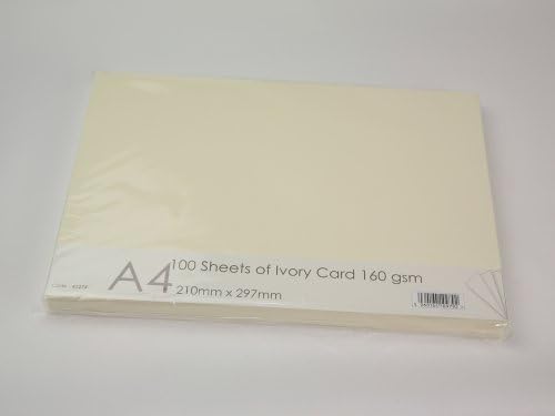 A4 210mm x 297mm Sheets 160gsm Blank Card Cardstock Cream Ivory (100pk) by Craft UK Limited