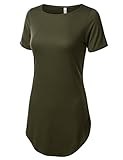 URBANCLEO Womens Side Slit Casual Beach Mini T Shirt Dress Jersey OLIVE S LARGE