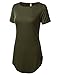 URBANCLEO Womens Side Slit Casual Beach Mini T Shirt Dress Jersey OLIVE S LARGE
