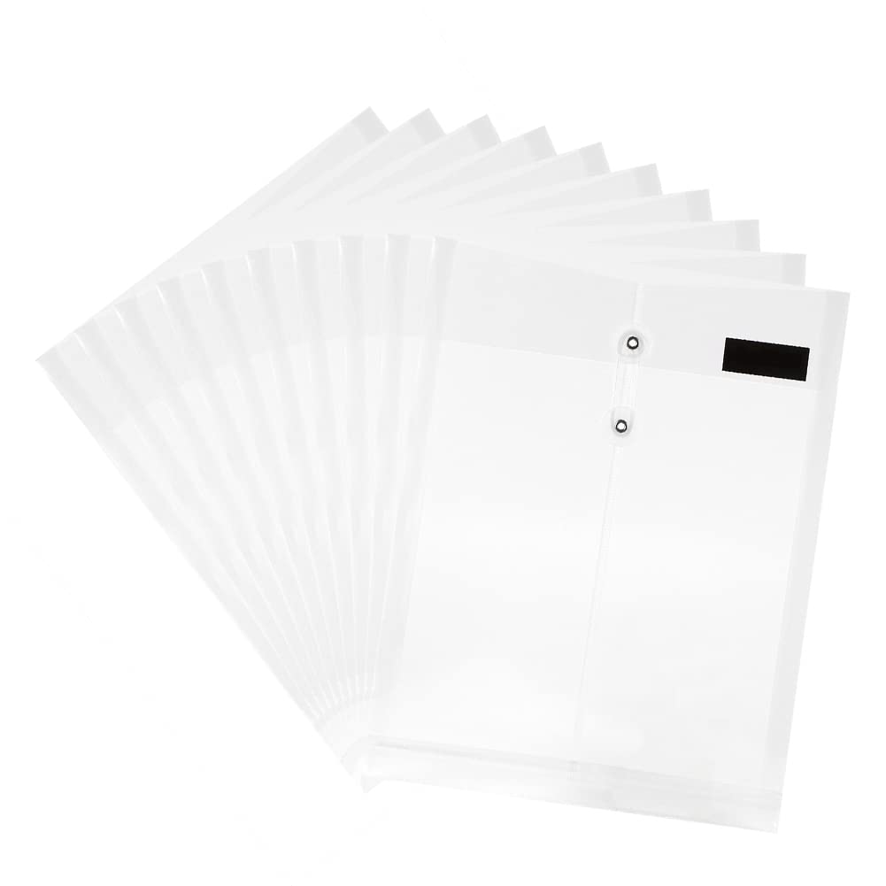 10Pcs A4 Paper File Document Holder Envelope Bag Waterproof File Folders Pouch Document Organiser Storage Bag File Wallet Pockets Fastener Closure School Office Supplies