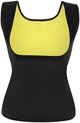VIIOO Women's Body Shapers Hot Sweat Slimming Neoprene Shirt Vest Weight Loss Waist Cincher(Black/Yellow,S)