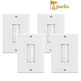 Brush Wall Plate Decora Style Cable Pass Through Insert Wall Plate for Wires,Single Gang Decorative Style Cable Wall Plate Port,Works with AV,HDMI,Home Theater,White 4pack