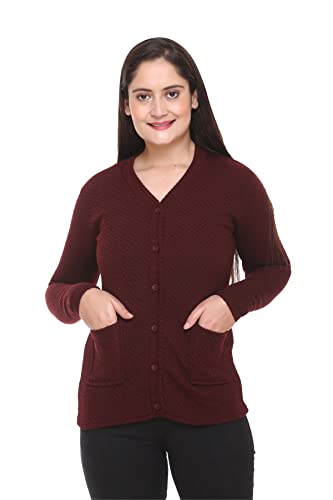 Cielo Women's Long Sleeve Cardigan – Solid Color, V-Neck, Decorative Sleeve Buttons, Regular Fit - View #2