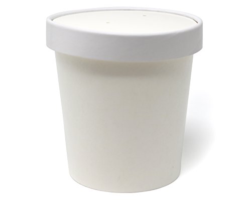 Eskay Soup and Ice Cream Containers, 16 oz. Double Walled Paper with ventilation lids, 25 Cups with Lids, White