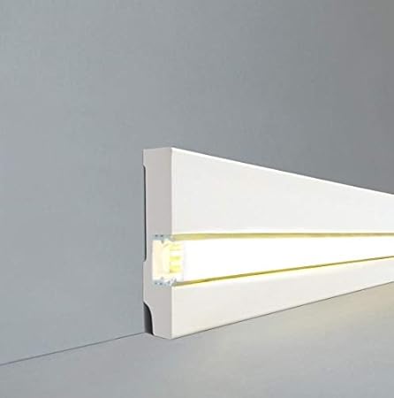 LED | Licht Fuß- u. Sockelleisten'Celle' 80 x 16 mm MDF foliert | 721.1680L | LED Sockelleiste | Lichtleiste | Inklusive weiß