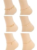 REVOLIA 6Pcs Charm Anklets for Women Girls Bracelets Sexy Beach Anklets Foot Jewelry Adjustable