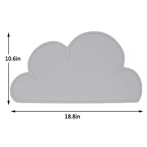 Kids Silicone Cloud Placemat Dinnerware Table Mat Washable Portable Place Mat (Gray) - Thumbnail 6