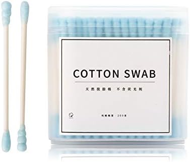 200 Pieces Cotton Swab Double Head Cotton Buds Ears Cleaning Cotton Make Up Remover Tool fit for Home Personal Care and Cosmetics (Blue)