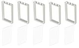 Lego City - 5 white windows 1x4x6 + 5 trans clear glass - loose parts