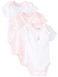 Little Me Baby-Girls Newborn Ballerina 3 Pack Bodysuit, White/Pink, Newborn