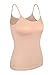 SATINIOR Women's Cami Camisole Built-in Bra Adjustable Spaghetti Strap Tank Top Padded Cami Tanks (Large, Beige)
