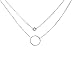 Simple Karma Circle Cubic Zirconia Layered Necklaces Stainless Steel Silver or Rose Gold