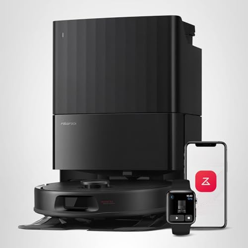 roborock Qrevo Series Robot aspirador y trapeador, succión de 8000Pa, actualizado de Qrevo S, cepillos antienredos, evitación inteligente de obstáculos, lavado automático de trapeador, base todo en uno, trapeadores giratorios de 200 RPM, negro (QV 35A)