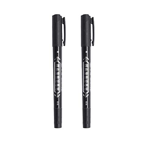 vmree 2Pcs Double Head Marker Marking Scribe Pen Fine Point Round Tip Painting Colour Pen (Black, 5.47Ã—0.42Ã—0.65inch)