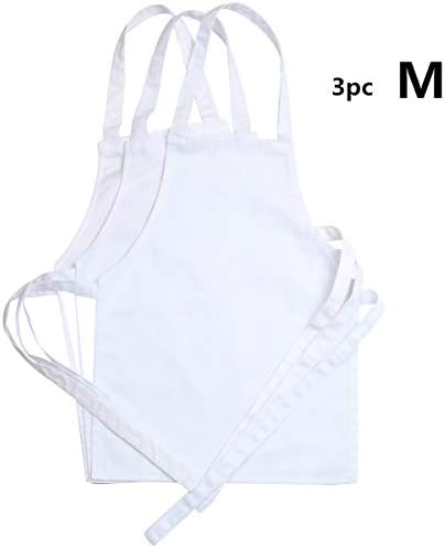 3 Pack White Kidschef Apron,School And Home Artist For Cooking, Baking,Painting Or Decorating Party (Medium38Years)