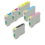 6 Pack Ink Cartridges for Stylus Photo R200, R220, R300, R300m, R320, R340, RX500, RX600, RX620 (T048- BK, C, M, Y, LC, LM)