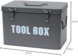 simpahome Slate Grey Metal Toolbox Retro Vintage Single Tray Lockable Lid view 4
