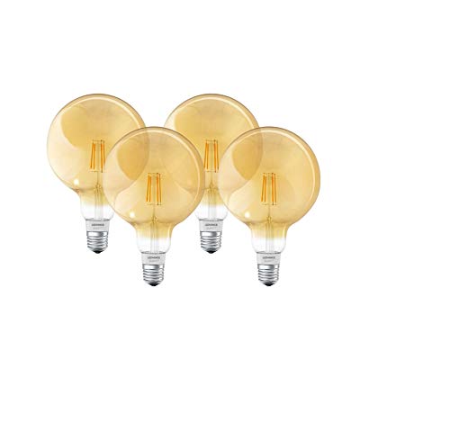 LEDVANCE Smarte LED-Lampe mit Bluetooth Mesh Technologie, Filament Globe Gold, Sockel E27, Dimmbar, Warmweiß (2400K), ersetzt Glühlampen mit 50W, steuerbar mit Alexa, Google und Apple, BT, 4er-Pack