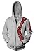 Mucloth Men's GoW White Warrior Kratos Adult Zip up Cotton Hoodie Sweatshirt Cosplay Costume Black (X-Large, White)