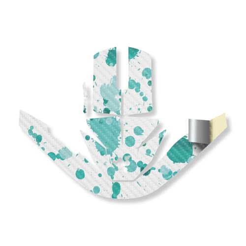 Carbon Fiber Mouse Skin Compatible with Razer Viper V3 Pro - Teal Splatter - Pr…