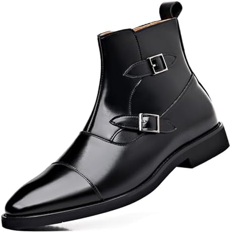 Amazon.com | Santimon Mens Leather Boots Buckle Strap Formal  display picture 3