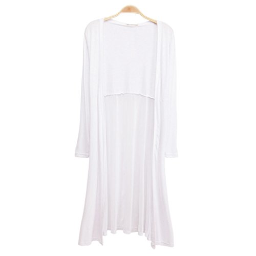 â˜ªClearance!Women Boho Beach Chiffon Long Kimono Coat Kaftan Maxi Coat (White)