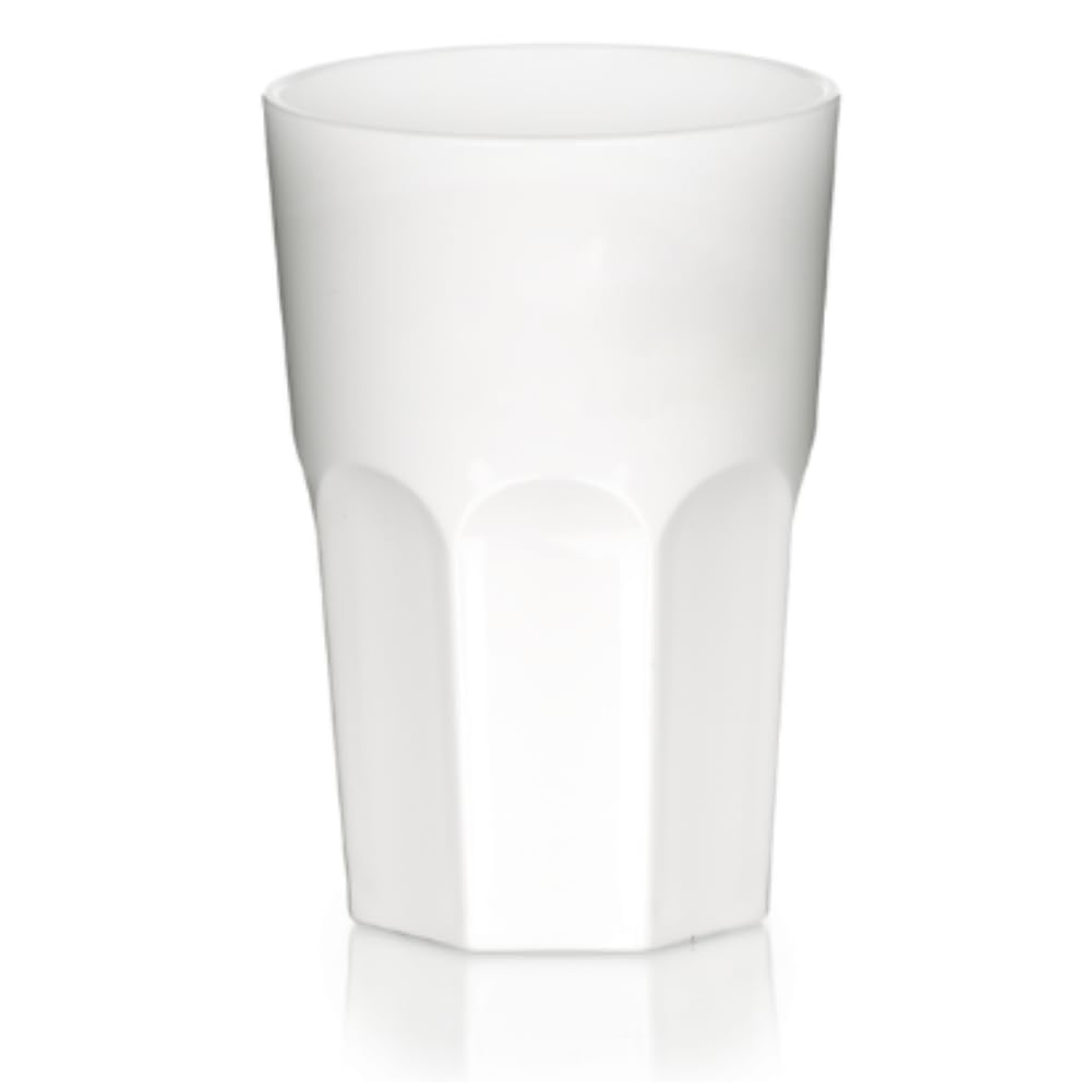 AIOS Set of 5 Unbreakable Polycarbonate Classic White Plastic Tumblers. Capacity 420ml. Dishwasher Safe