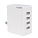 HaMi 25W 5A 4-Port USB Wall Charger,Power Adapter Travel Charger with Power IQ for iPhone 7/7s/6/6s/plus/5/5s, Ipad, Samsung, Nexus, HTC, Tablet [12-Month Warranty] - White