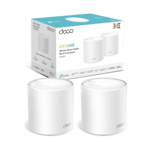 Deco WiFi 6 Mesh AX1500Mbps Deco X1500(2-Pack), Système WiFi 6 pour Toute la Maison, Couverture de 360㎡, Installation Facile, Contrôle Parental, Compatible avec Toutes Les Box Fibre