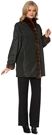 Madison Avenue Mall Reversible Sheared Mink Fur Jacket for Women - Sable Trimmed - Size 16