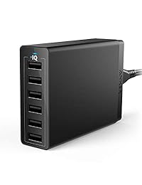 Anker 60W 6 Puertos USB Cargador de Pared PowerPort 6 para iPhone XS XS Max XR X   8 7   6   Plus, iPad Pro Air 2   Mini iPod, Galaxy S7 S6 Edge Plus, Note 5 4, LG, Nexus, HTC y más, Negro