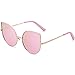 SojoS Kids Fashion Cat Eye Round Sunglasses For Girls UV Protection Mirror Lens SK101 SK301 SK302 SK303 with Gold Frame/Full Pink Mirrored Lens