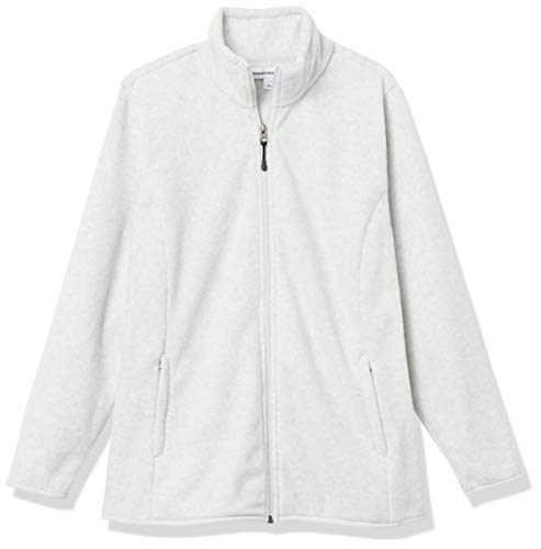 AMAZON ESSENTIALS WOMEN’S CLASSIC-FIT FULL-ZIP POLAR SOFT FLEECE JACKET (AVAILABLE IN PLUS SIZE), LIGHT GREY HEATHER, 5X