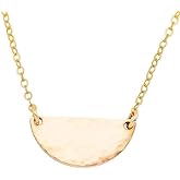 HotMixCold Personalized Hammered Half Moon Initial Pendant Necklace, Delicate Layering Modern Jewelry, Gift for Her 5/8" |