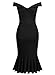 Knitee Women's Vintage Off Shoulder V-Neck Evening Party Cocktail Ruffles Slit Formal Dress