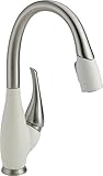 Delta Faucet 9158-SW-DST Fuse, Single Handle Pull-Down Kitchen Faucet, Stainless/White