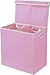 Simple Houseware Double Laundry Hamper with Lid and Removable Bags, Pink