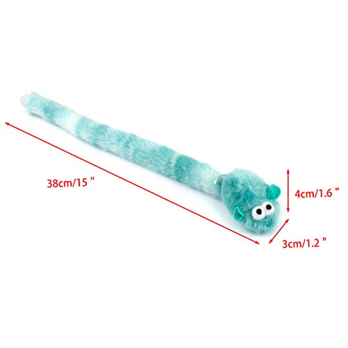Chiwava 4 Packs 15 Inch Long Soft Plush Cat Toys Mice with Bell Rustle Sound Small Mouse Activity Interactive Toy