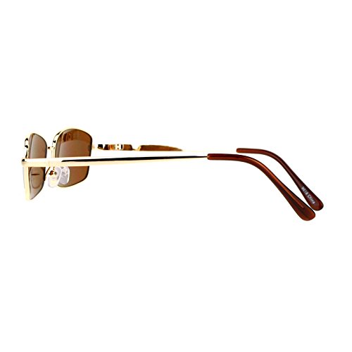 Oval Rectangular Sunglasses Unisex Classic Thin Metal Frame UV 400 Gold