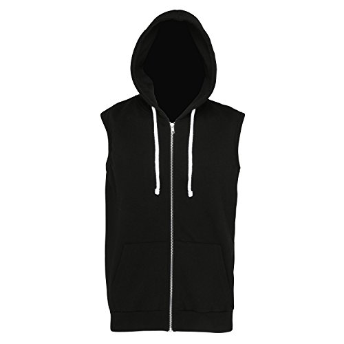 AWDis Just Hoods Mens Sleeveless Hoodie Jacket (XL) (Jet Black)