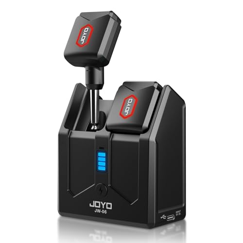 JOYO Kabelloser Gitarren-Sender und -Empfänger, 5,8 GHz, mit Ladebox, 4 Kanäle, für Gitarre, Bass, elektrische Instrumente (JW-06)