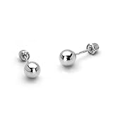 14k White Gold 2-6mm Plain Hollow Gold Ball Children Screw back Baby Girls Stud Earrings