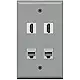 RiteAV - 2 Port HDMI 2 Port Cat6 Ethernet Wall Plate - White