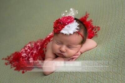 MATISSA Newborn Baby Girl/Boy Lace Tassels Wrap Swaddle Layer Baby Photography Prop (Red)