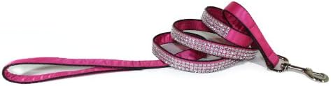 Sophisticated Pup Bling Dog Leash, 3/4-Inch by 5-Feet, Pink Satin