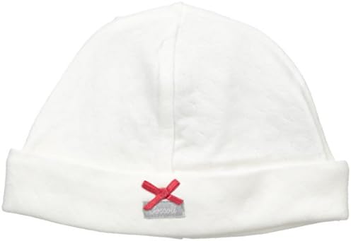 Coccoli Baby Girls' Double Knit Cotton Cap with Bow, Almond, 3/6 Months
