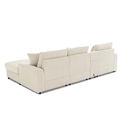 114-Inch L-Shaped Sectional Sofa with Removable