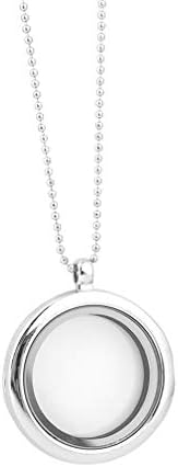 CHASIROMA Round Magnetic Closure Floating Living Memory Lockets Pendant Necklace Charm Living Memory Locket Magnetic Closure